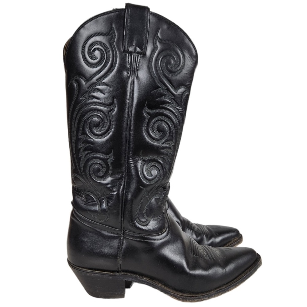 Tony Lama Women's Black Leather Western Cowboy Boots
